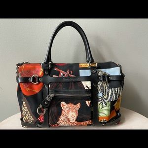 Salvatore Ferragamo Multicolor Leather Canvas Bag